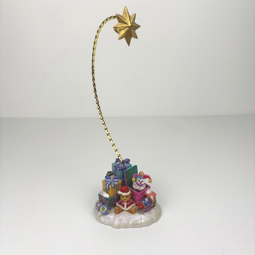 Christopher Radko Christmas Teddy Bear Jester Star Ornament Stand 10.5" READ